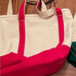 Lands end Canvas Tote Bag in Red and Cream